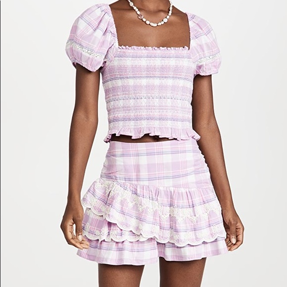 LoveShackFancy Dresses & Skirts - LoveShackFancy Lilac Shores Como Skirt and Hersh Crop Top M/6